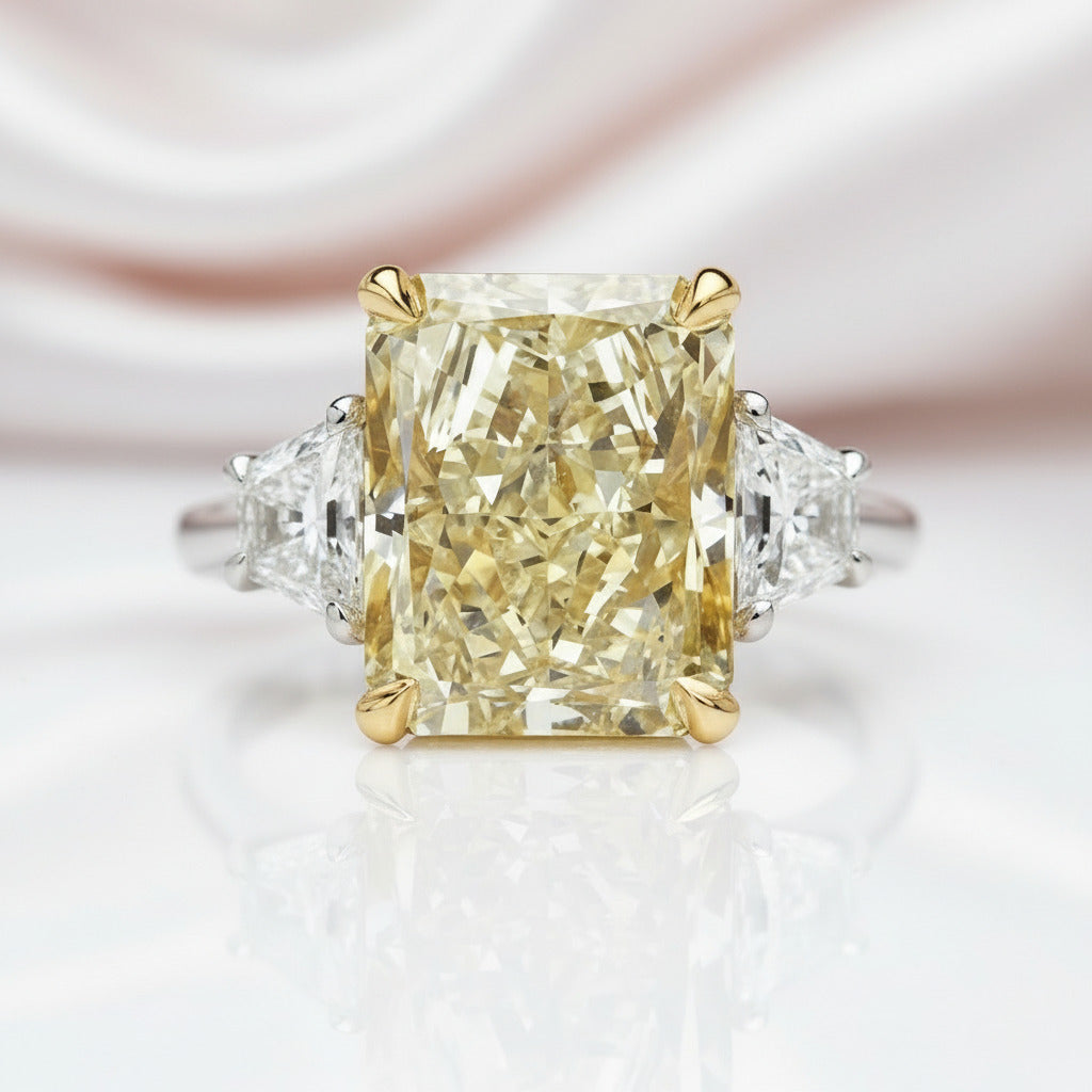 Three Yellow Stone Diamond Radiant Cut Engagement Ring-Black Diamonds New York