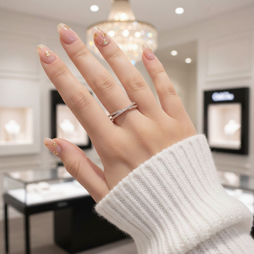 X Criss Cross Wedding Band-Black Diamonds New York