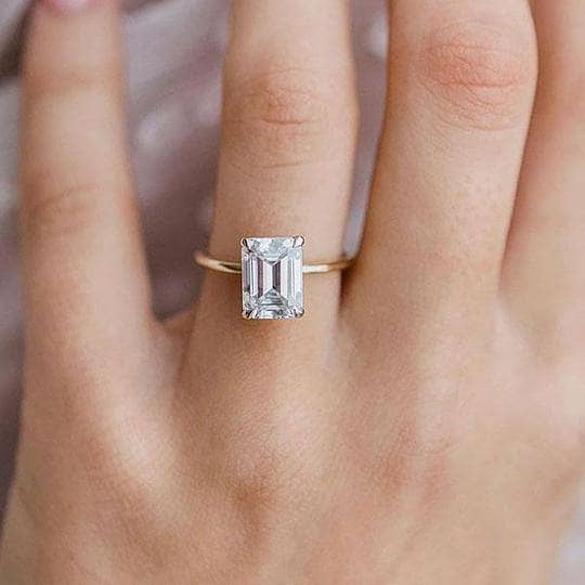 FLASH SALE- Yellow Gold Emerald Cut Engagement Ring