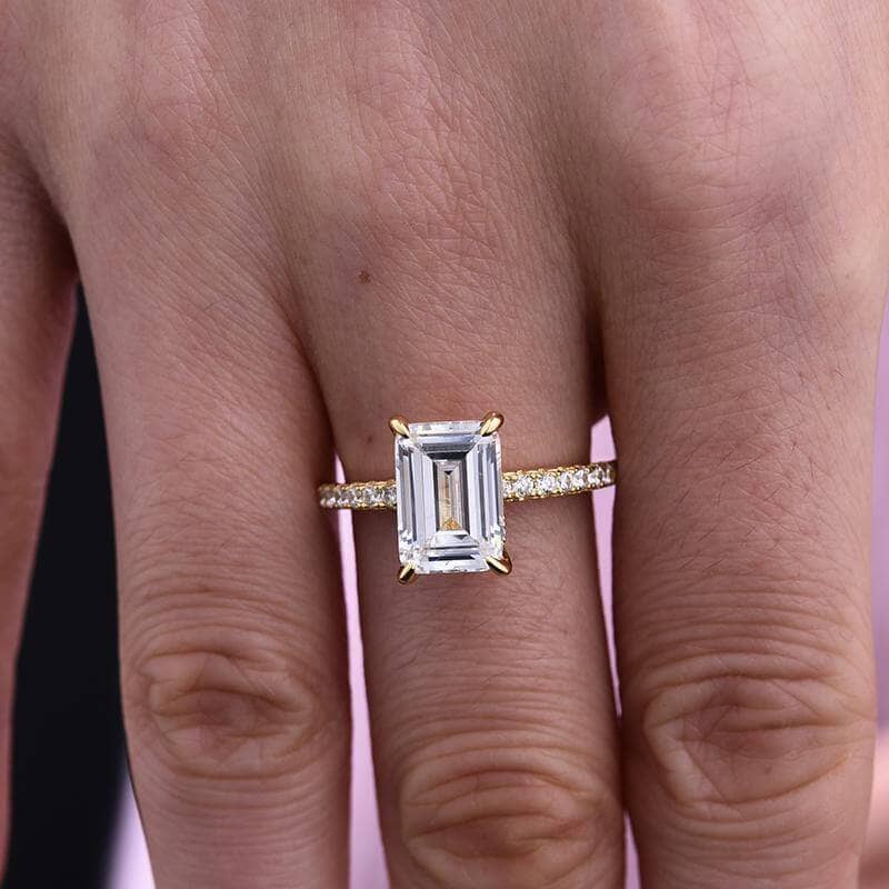 Flash Sale- Yellow Gold Emerald Cut Engagement-Black Diamonds New York