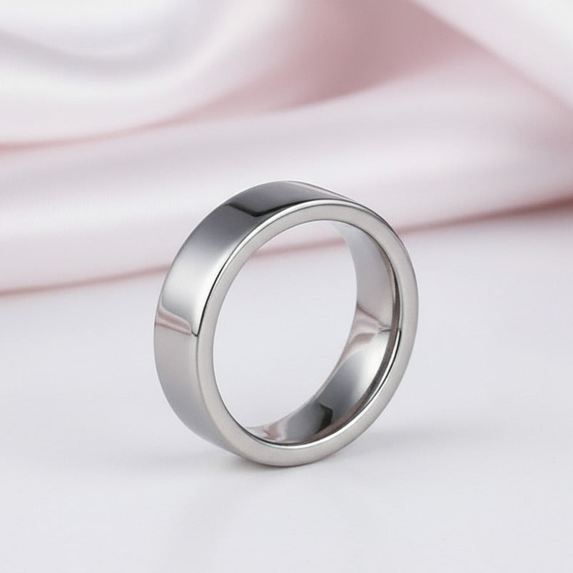 Flat 8mm Tungsten Carbide Wedding Band-Black Diamonds New York