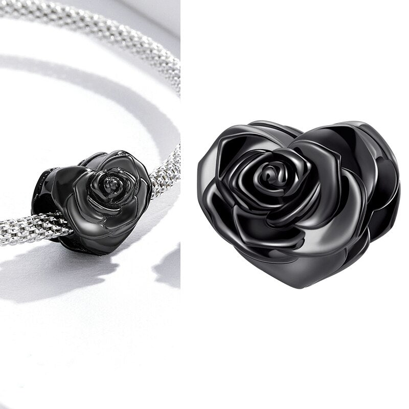 Flower Bug & Heart-Shaped Charm Beads Series-Black Diamonds New York