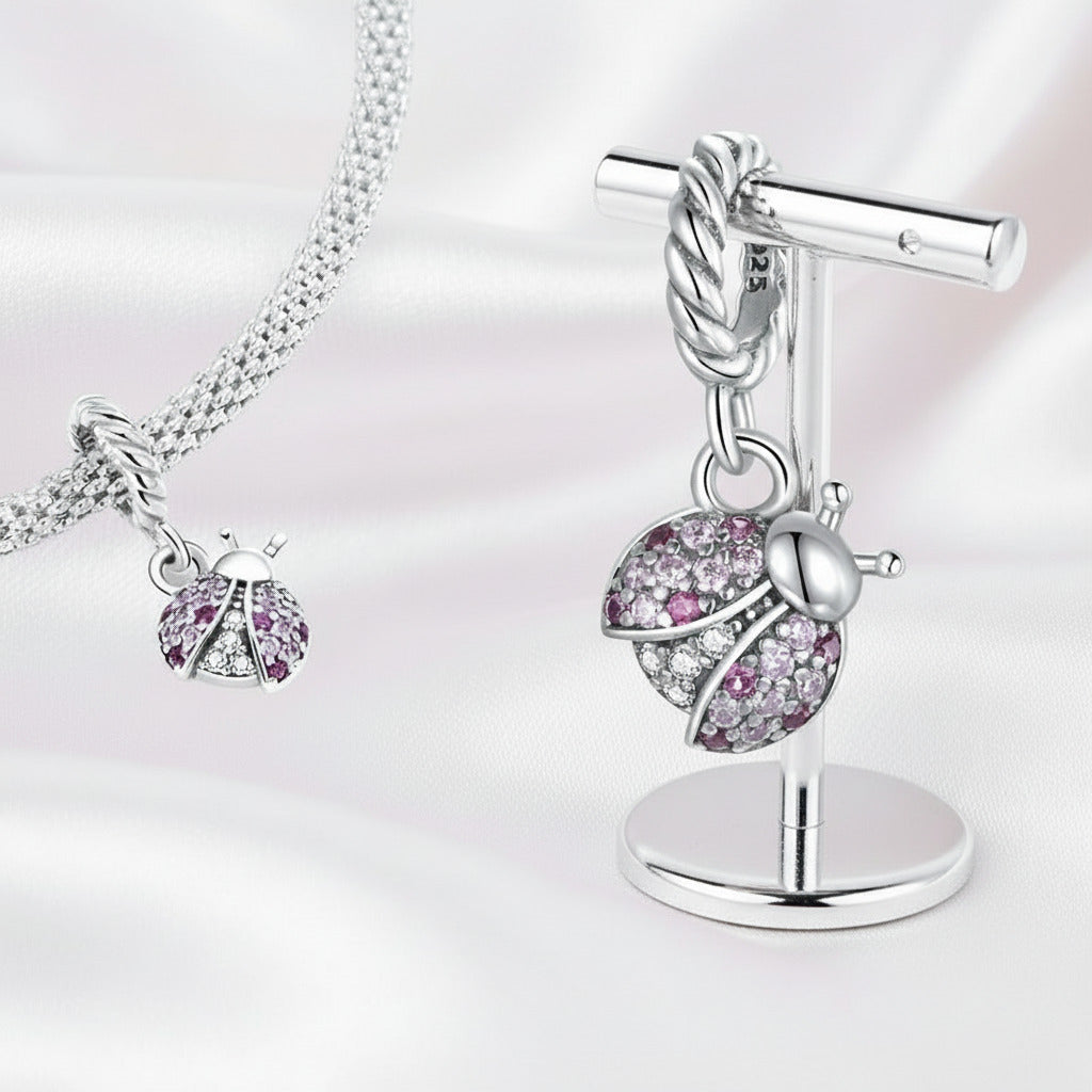 Flower Bug & Heart-Shaped Charm Beads Series-Black Diamonds New York