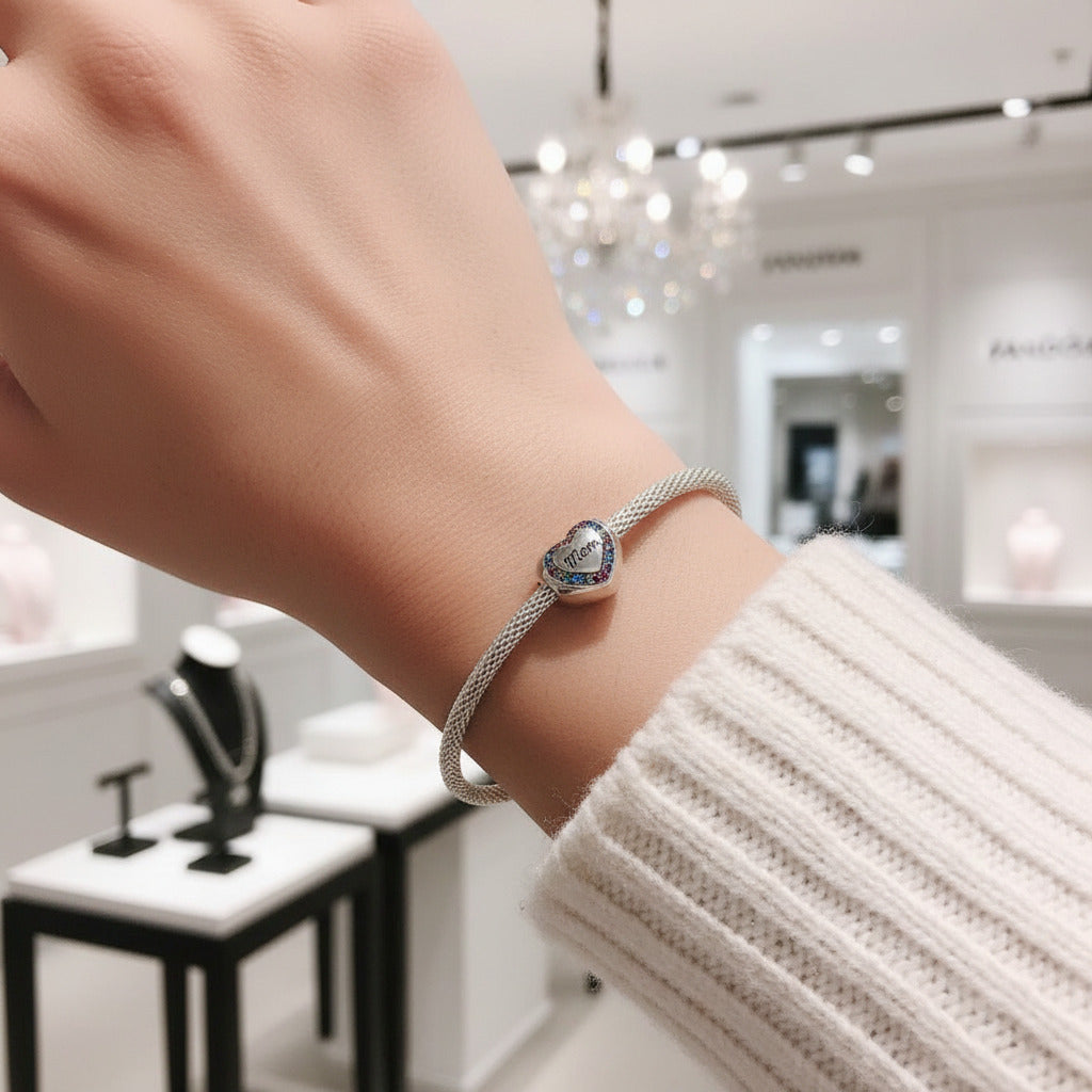 Flower Bug & Heart-Shaped Charm Beads Series-Black Diamonds New York