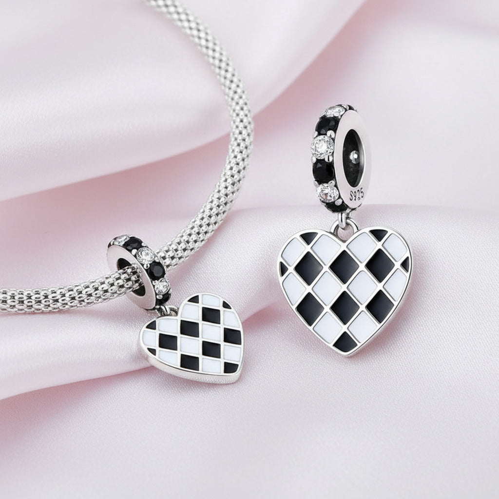Flower Bug & Heart-Shaped Charm Beads Series-Black Diamonds New York