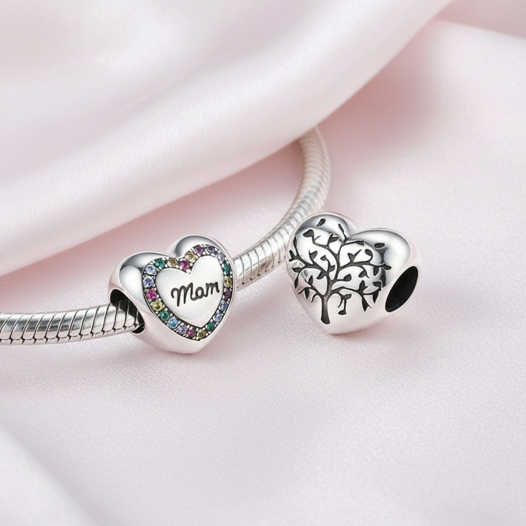 Flower Bug & Heart-Shaped Charm Beads Series-Black Diamonds New York