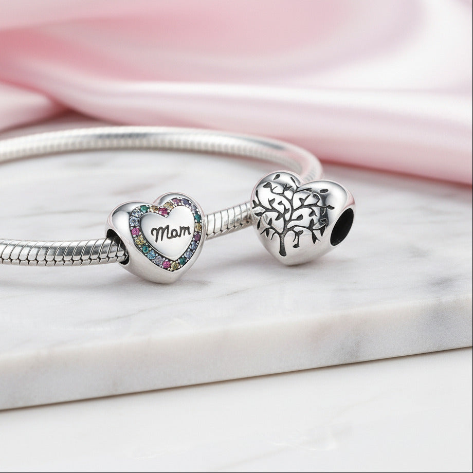Flower Bug & Heart-Shaped Charm Beads Series-Black Diamonds New York