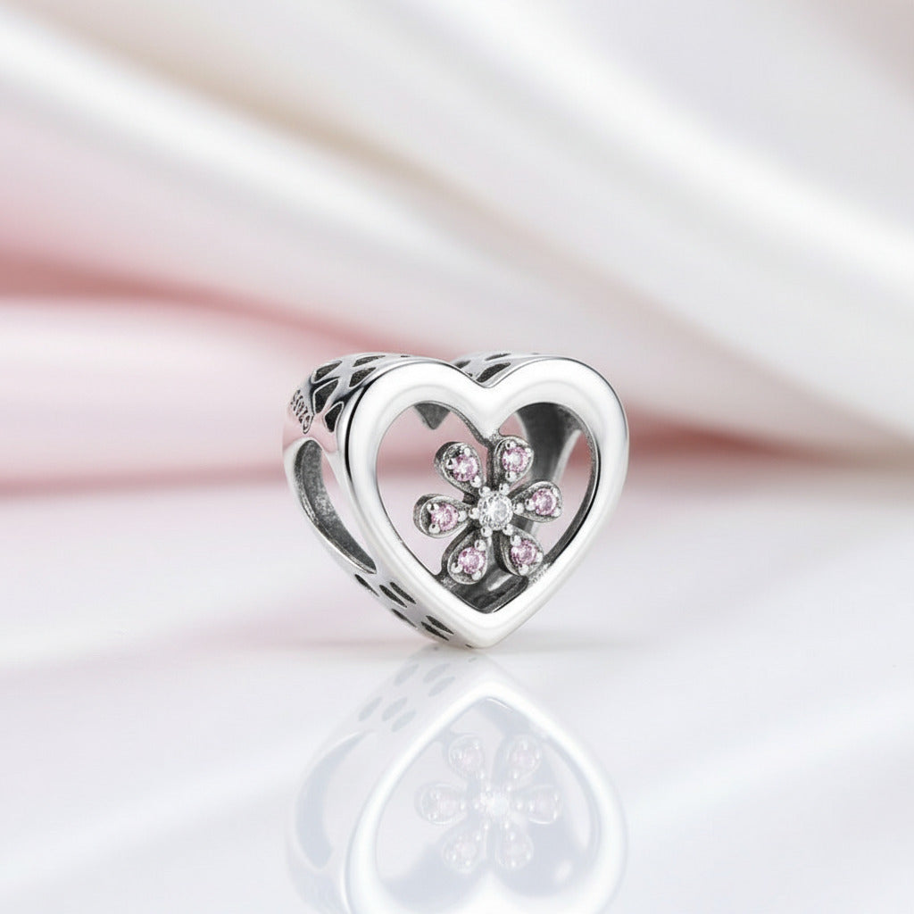 Flower Bug & Heart-Shaped Charm Beads Series-Black Diamonds New York