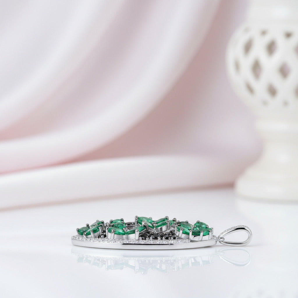 Flower & Butterfly Pendant-Black Diamonds New York
