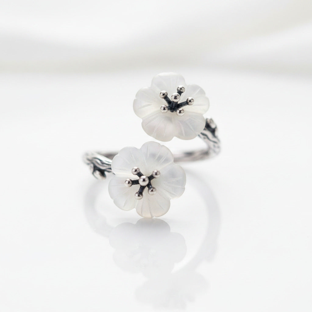 Flower in the Rain Vintage Ring-Black Diamonds New York