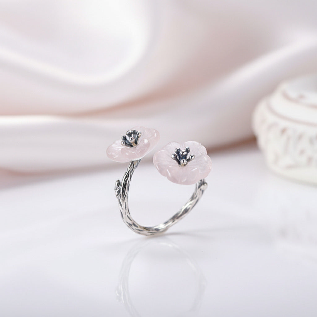 Flower in the Rain Vintage Ring-Black Diamonds New York