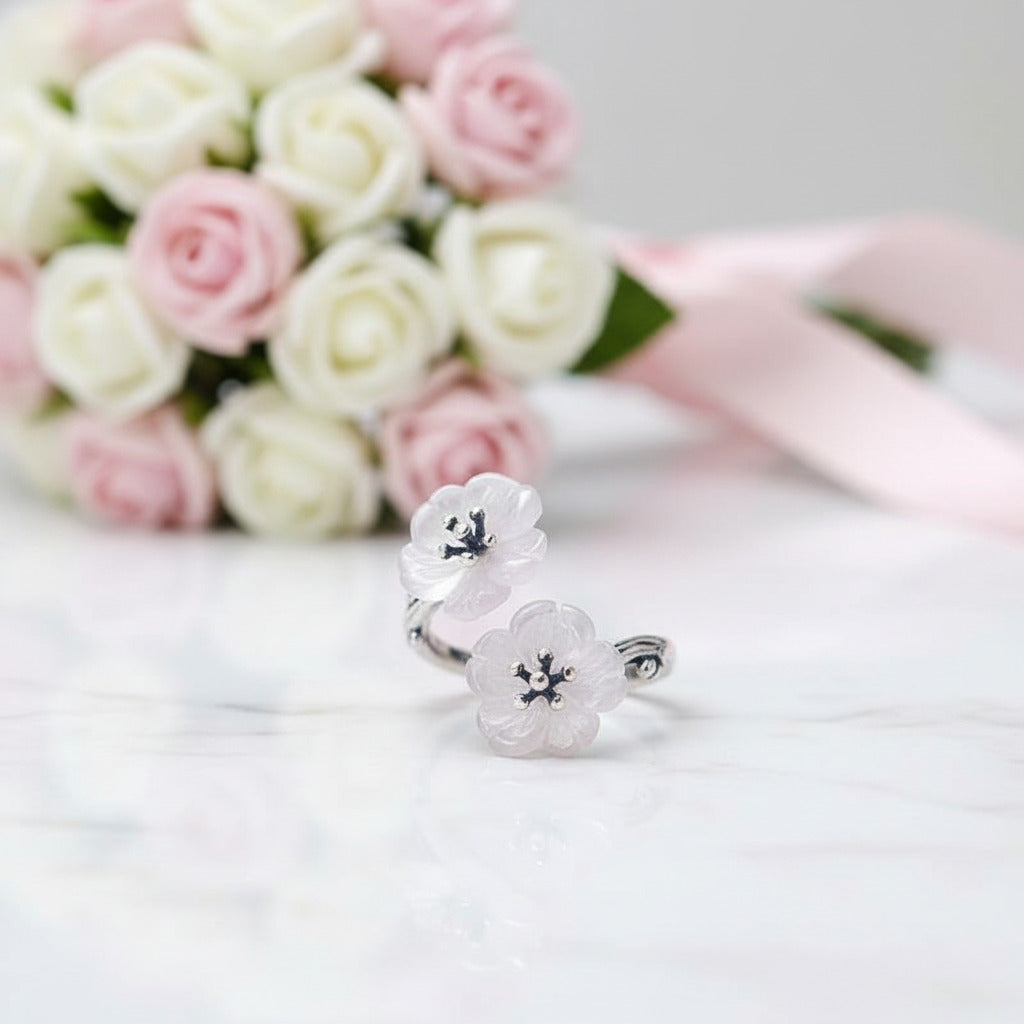 Flower in the Rain Vintage Ring-Black Diamonds New York