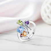 Flower Multicolor Cocktail Ring-Black Diamonds New York