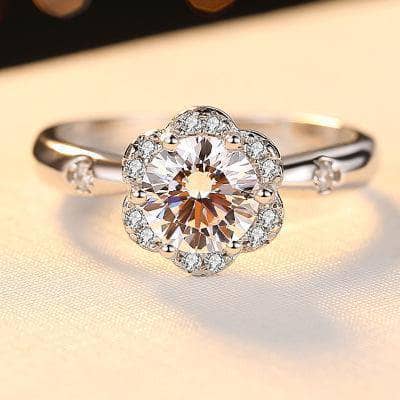 Flower petals Elegant Moissanite Engagement Ring-Black Diamonds New York