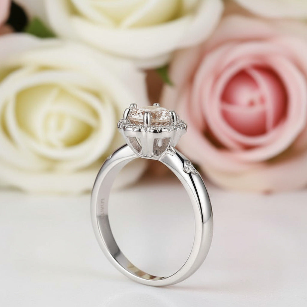 Flower petals Elegant Diamond Engagement Ring-Black Diamonds New York