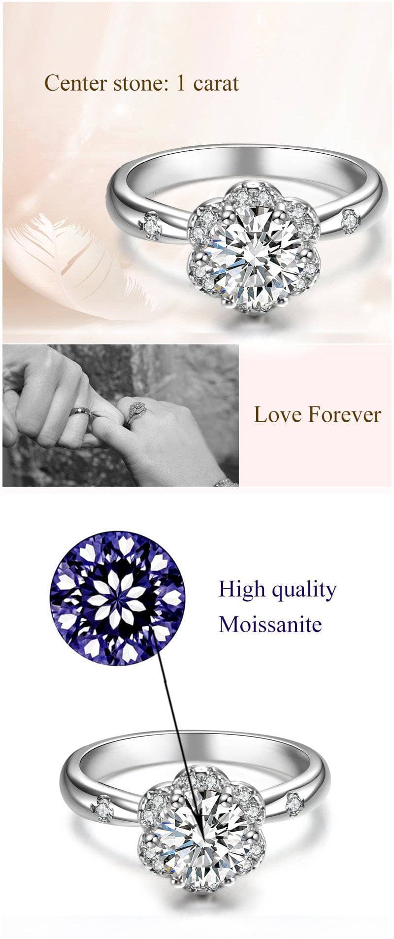 Flower petals Elegant Moissanite Engagement Ring-Black Diamonds New York