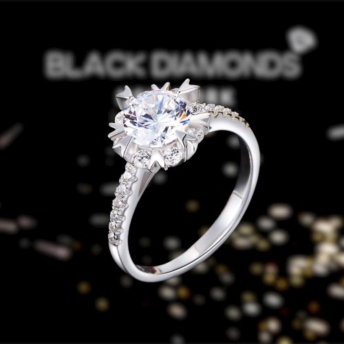 Flower Wedding Ring Created Diamond - Black Diamonds New York