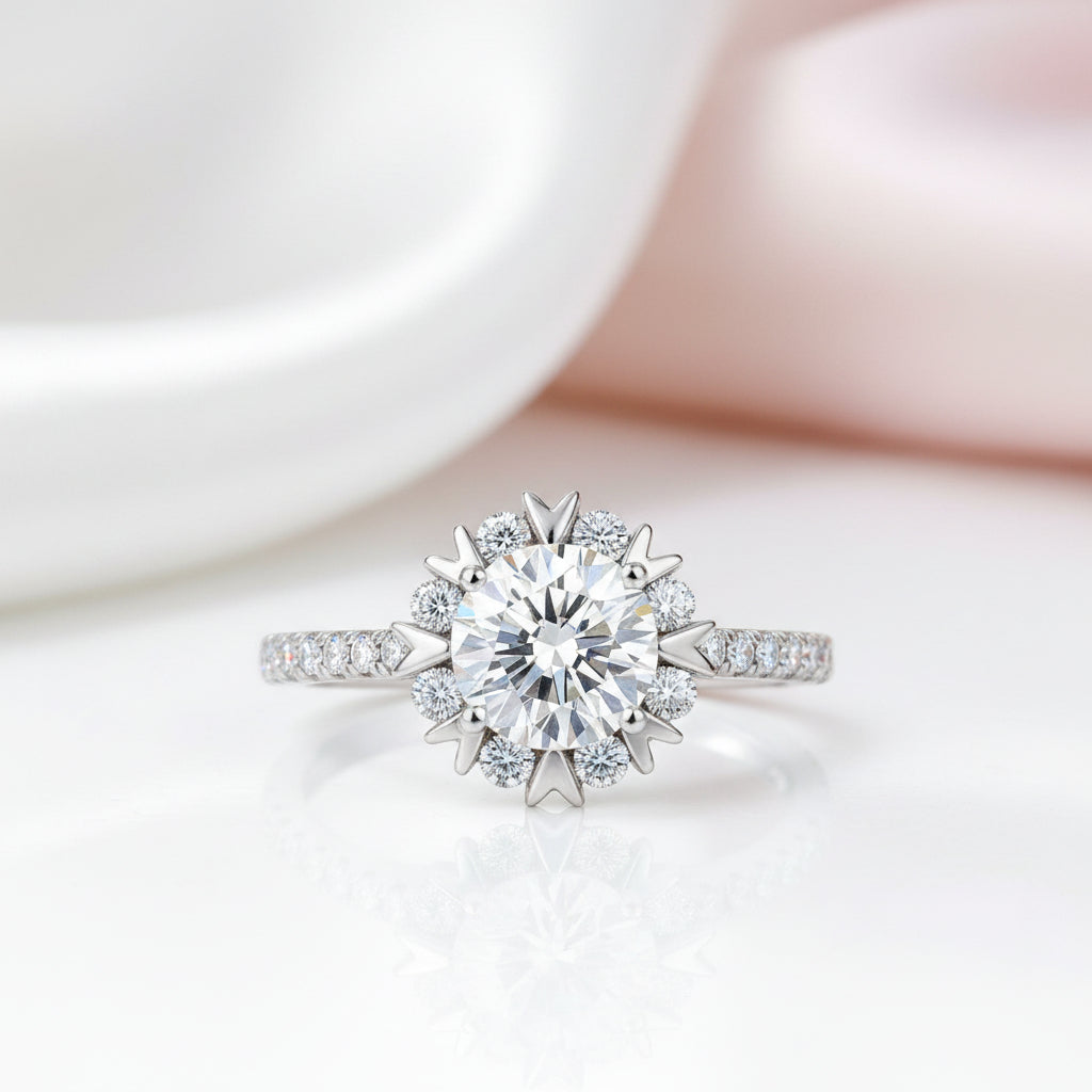 Flower Design Diamond Option Wedding Ring-Black Diamonds New York
