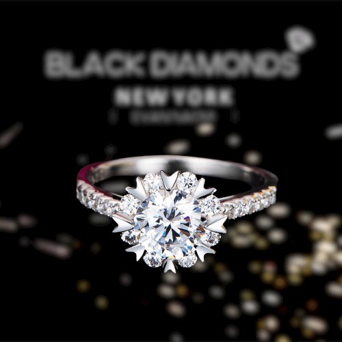 Flower Wedding Ring Created Diamond-Black Diamonds New York
