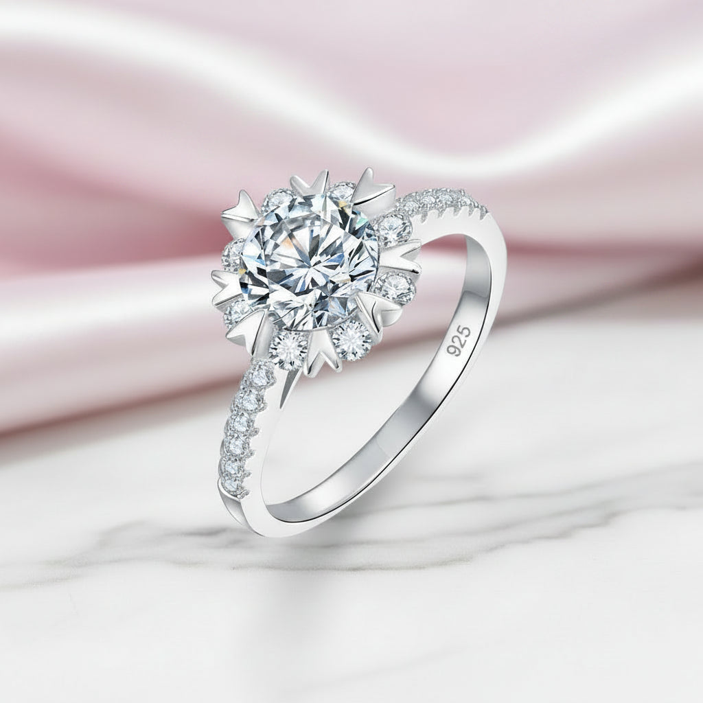 Flower Design Diamond Option Wedding Ring-Black Diamonds New York