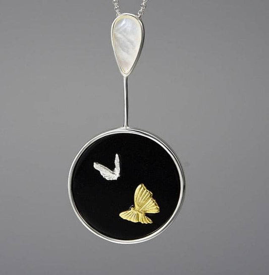 Flying Butterfly Necklace-Black Diamonds New York