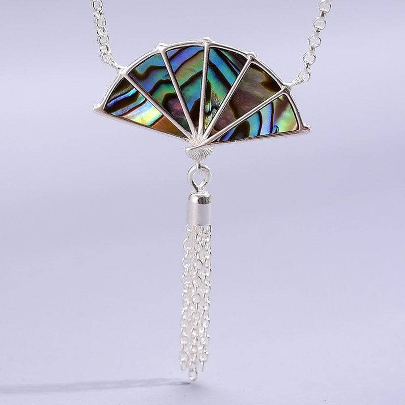 Folding Fan with Tassel Necklace-Black Diamonds New York