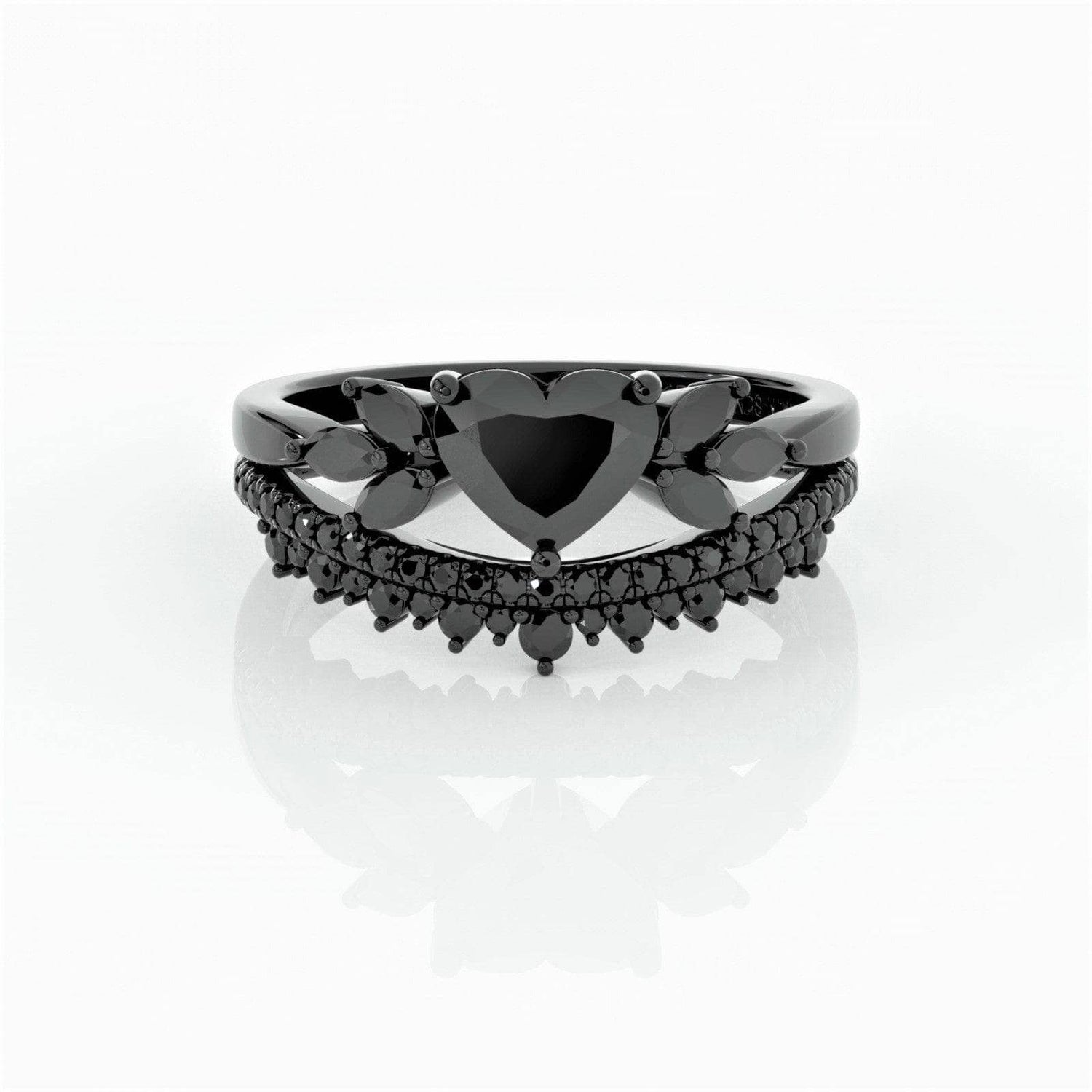 Forever In My Heart- 1.25ct Heart Cut EVN™ Diamond Gothic Promise Ring - Black Diamonds New York