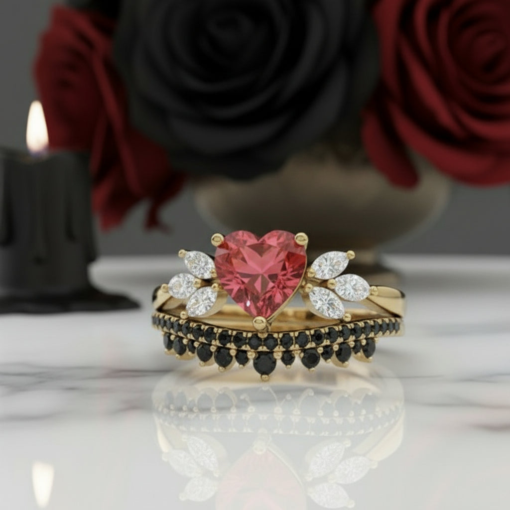 Forever In My Heart- 1.25ct Heart Cut Diamond Gothic Promise Ring-Black Diamonds New York