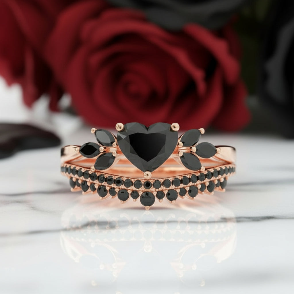 Forever In My Heart- 1.25ct Heart Cut Diamond Gothic Promise Ring-Black Diamonds New York
