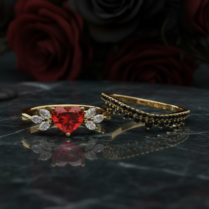 Forever In My Heart- 1.25ct Heart Cut Diamond Gothic Promise Ring-Black Diamonds New York