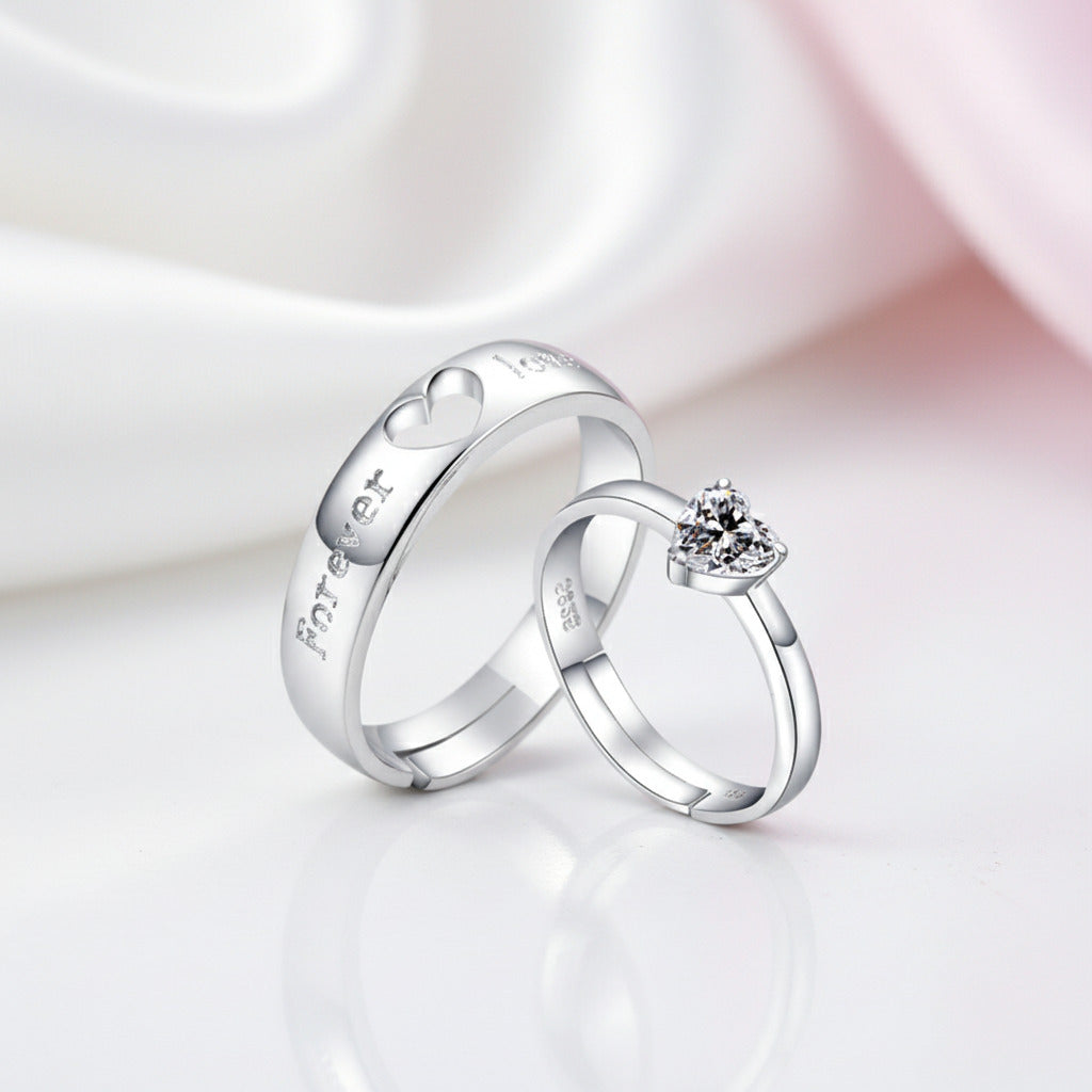 Forever Love Matching Couples Ring Set-Black Diamonds New York