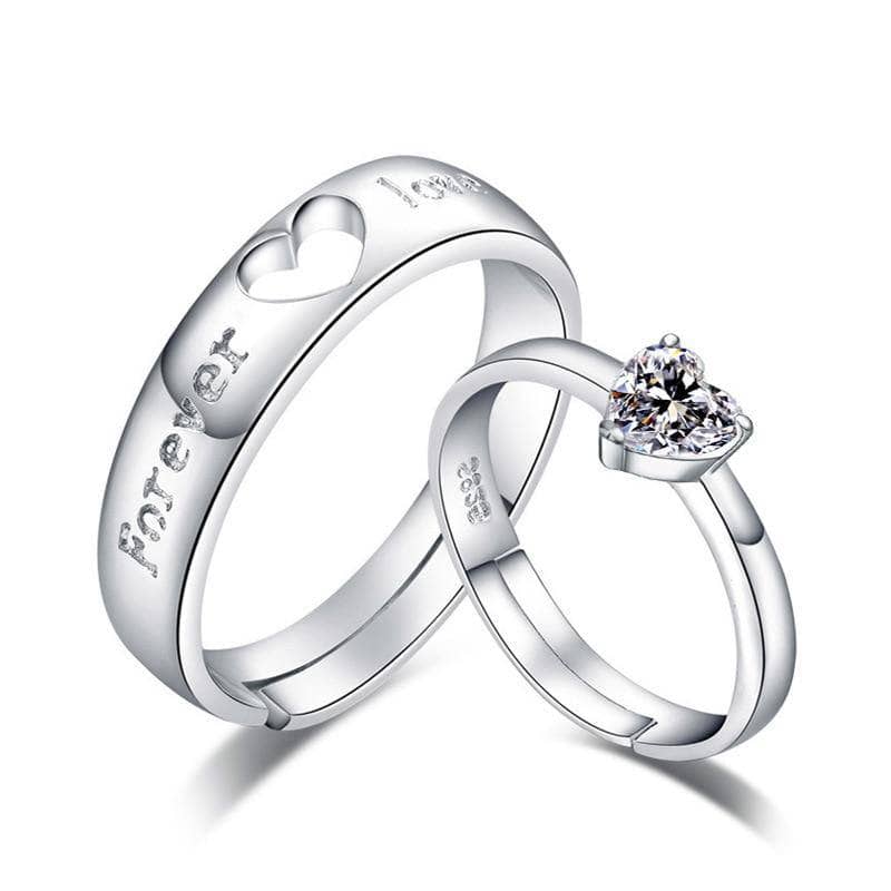 Forever Love Matching Couples Ring Set-Black Diamonds New York