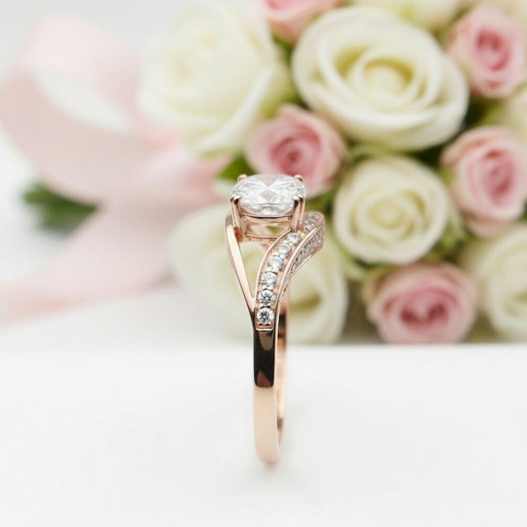 Forever One 18K Round Cut Diamond Option Engagement Ring-Black Diamonds New York
