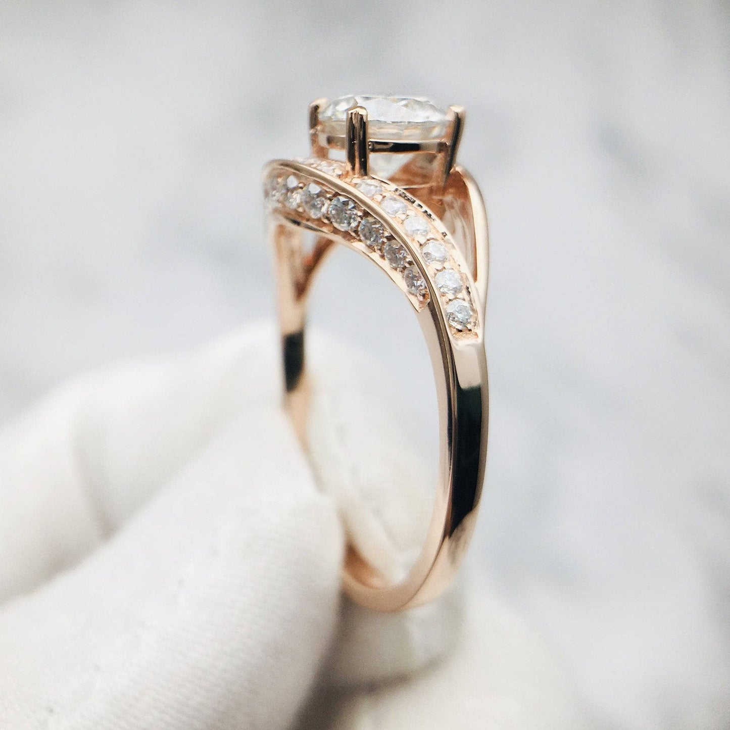 Forever One Round Cut Moissanite Engagement Ring - Black Diamonds New York