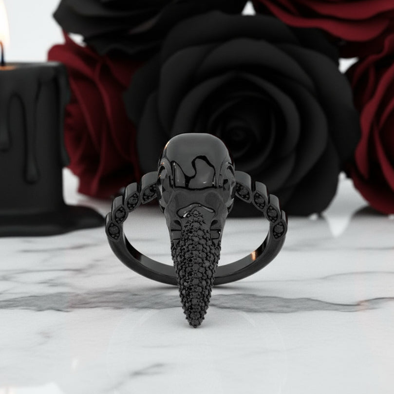 Forevermore- Paved Diamond Raven Skull Engagement Ring (Copy)-Black Diamonds New York