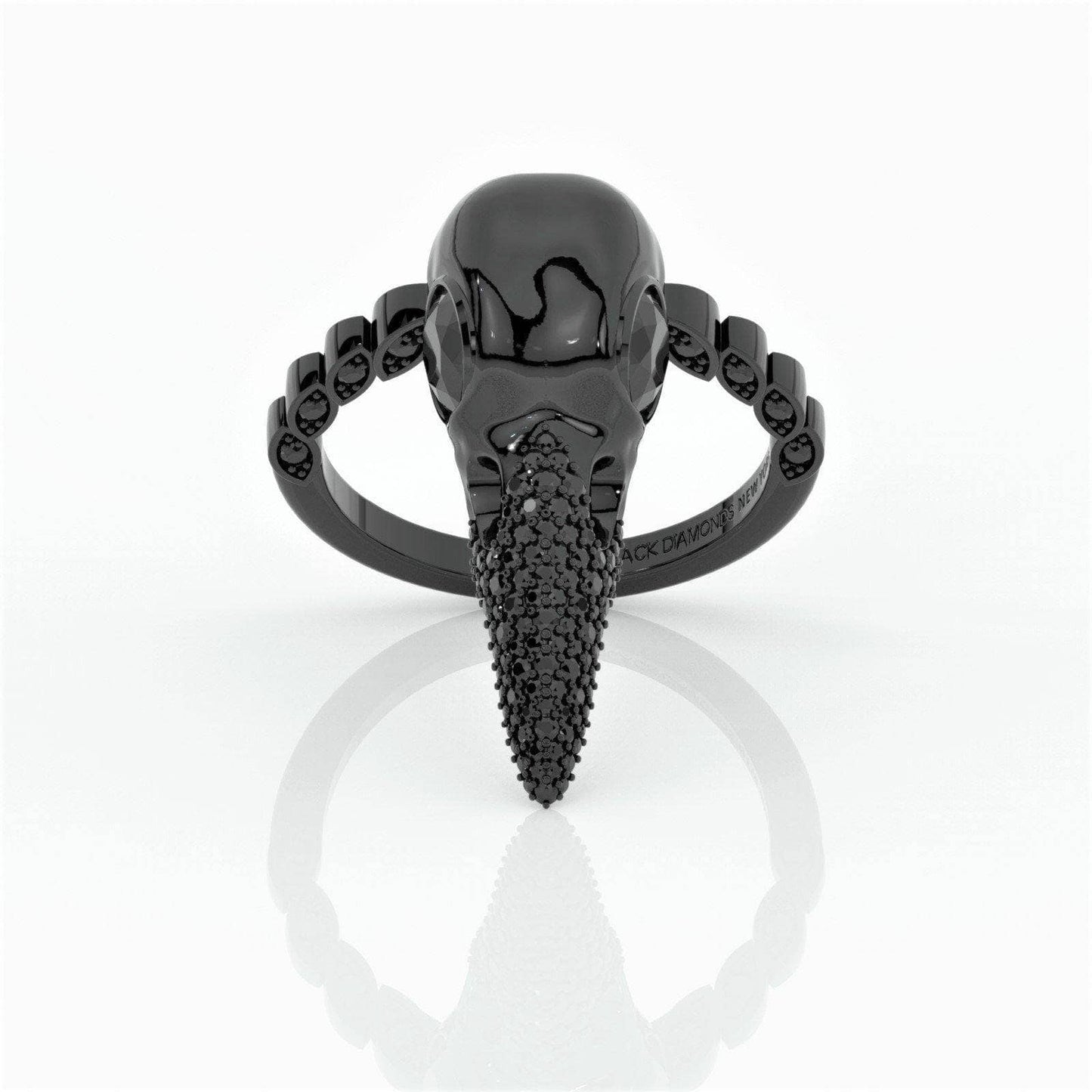 Forevermore- Paved Moissanite Raven Skull Engagement Ring-Black Diamonds New York