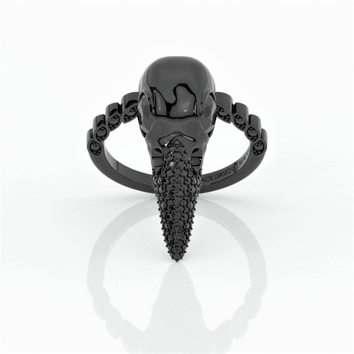 Forevermore- Paved Diamond Raven Skull Engagement Ring-Black Diamonds New York