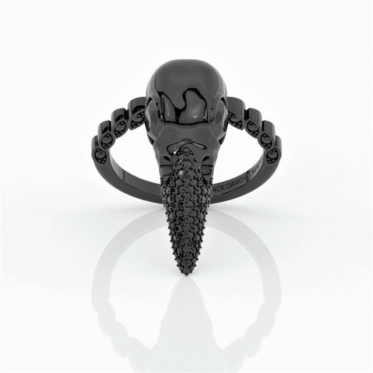 Forevermore- Paved Diamond Raven Skull Engagement Ring-Black Diamonds New York