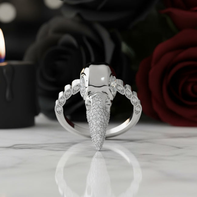 Forevermore- Paved Diamond Raven Skull Engagement Ring (Copy)-Black Diamonds New York