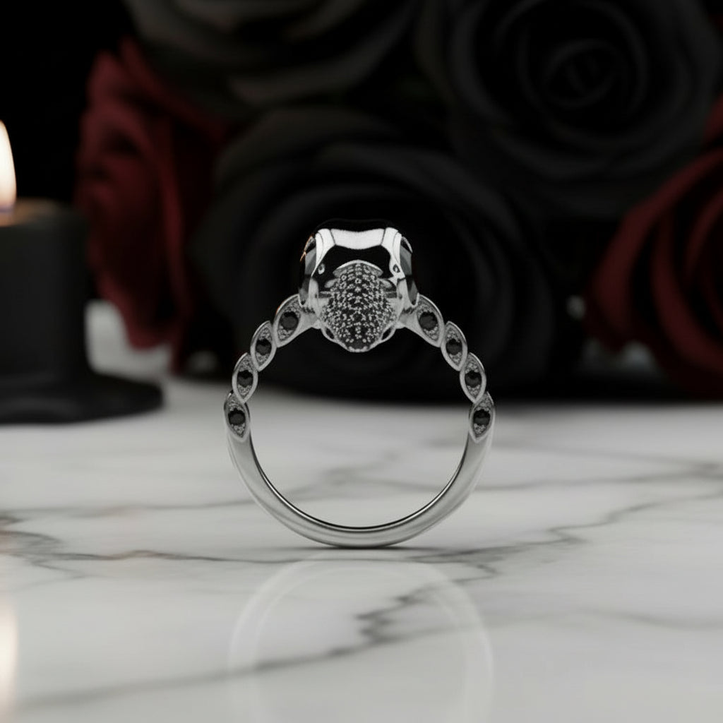 Forevermore- Paved Diamond Raven Skull Engagement Ring (Copy)-Black Diamonds New York