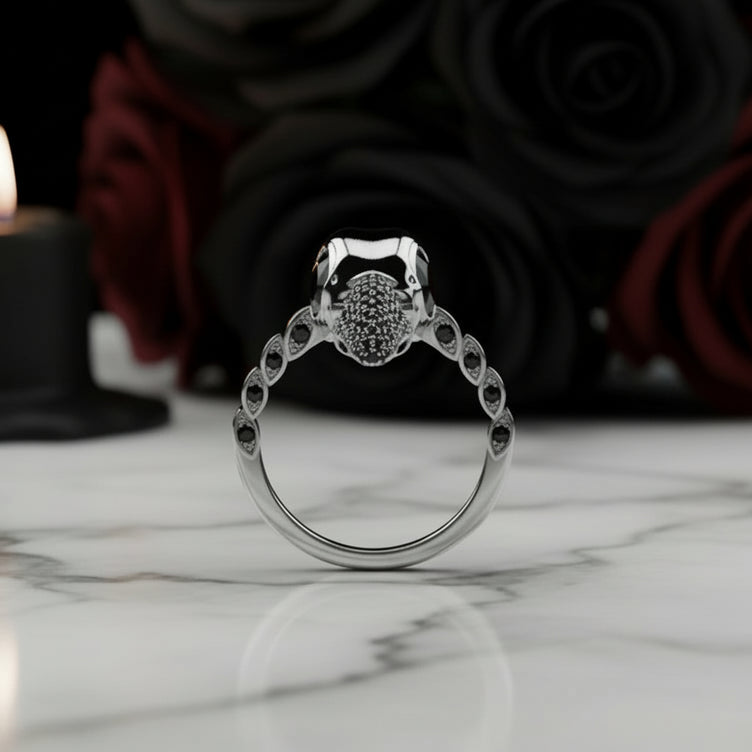 Forevermore- Paved Diamond Raven Skull Engagement Ring (Copy)-Black Diamonds New York