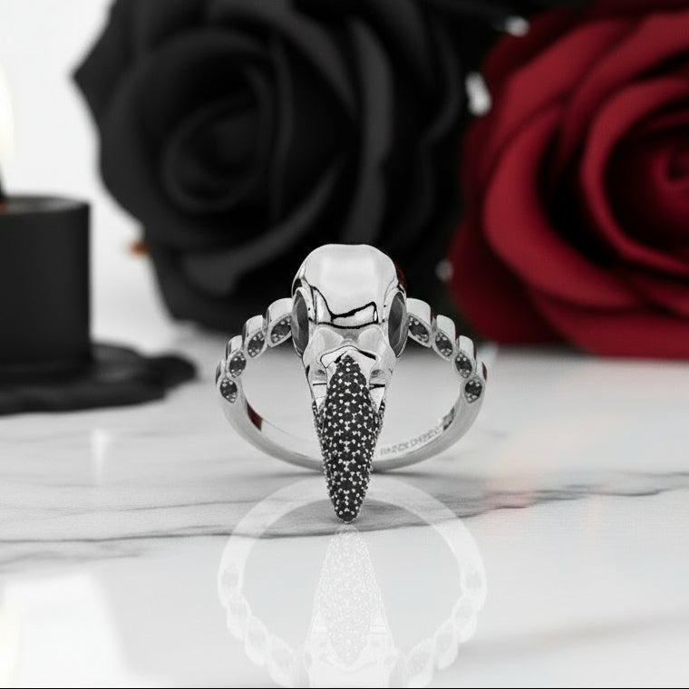 Forevermore- Paved Diamond Raven Skull Engagement Ring (Copy)-Black Diamonds New York
