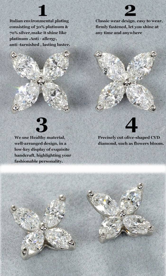 Four Petal Flower Diamond Earrings From