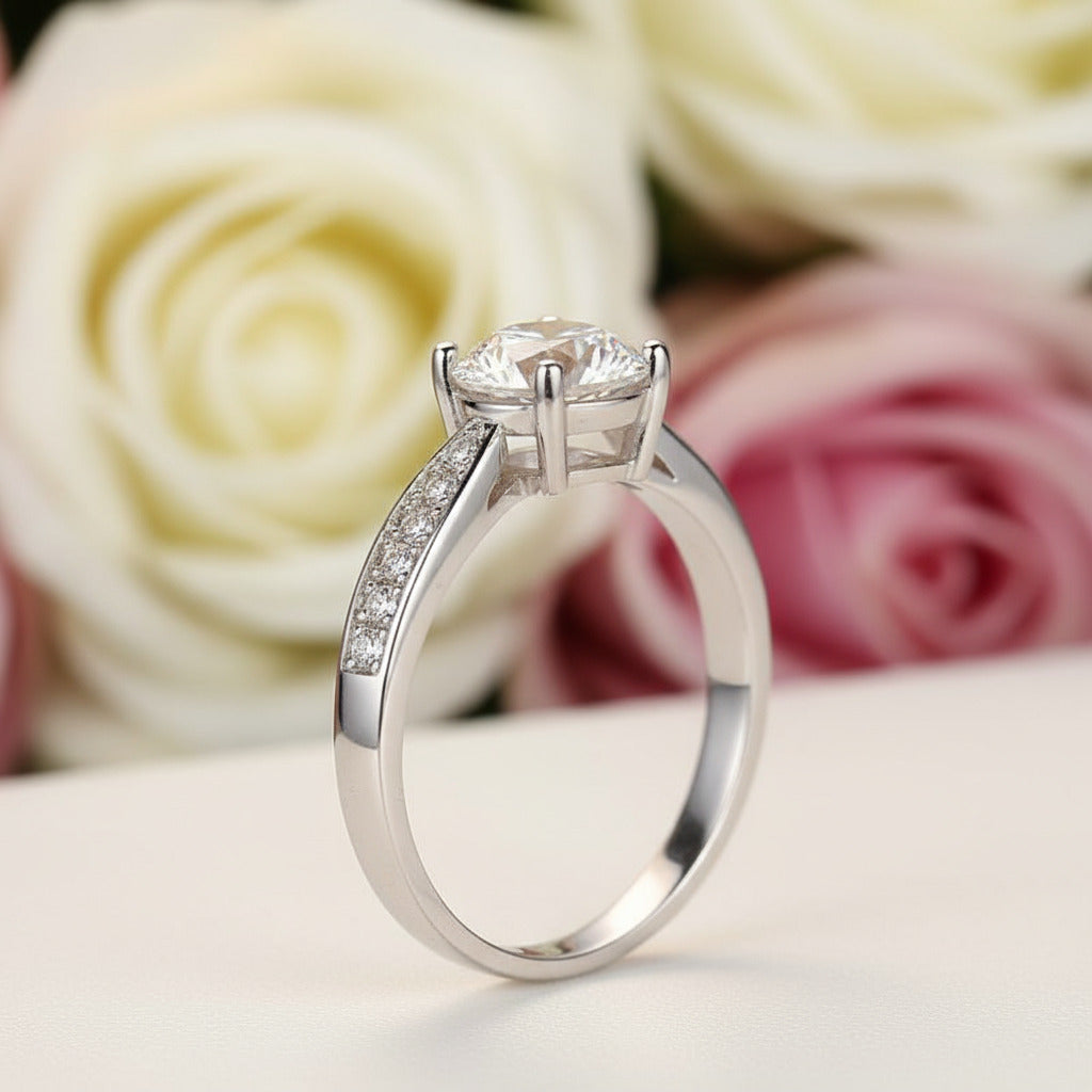 Four Prong Luxury Diamond Engagement Ring-Black Diamonds New York