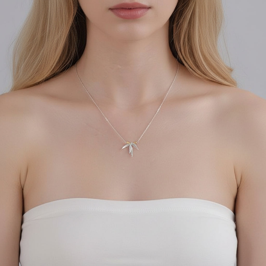 Fresh Bamboo Leaves Necklace-Black Diamonds New York