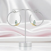 Fresh Bamboo Leaves Round Hoop Earrings-Black Diamonds New York