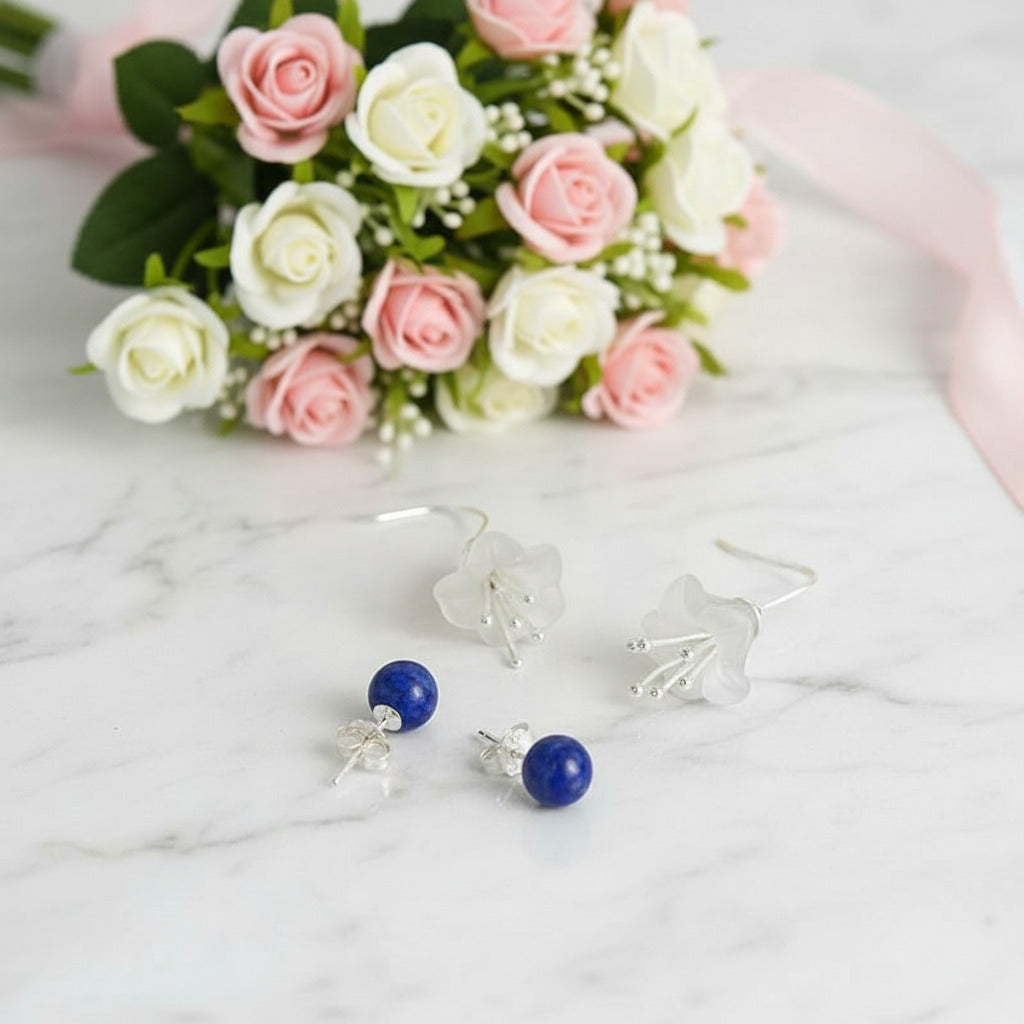 Fresh Flower Drop Earrings-Black Diamonds New York