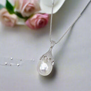 Natural Fresh Water White Pearl Jewelry Set-Black Diamonds New York