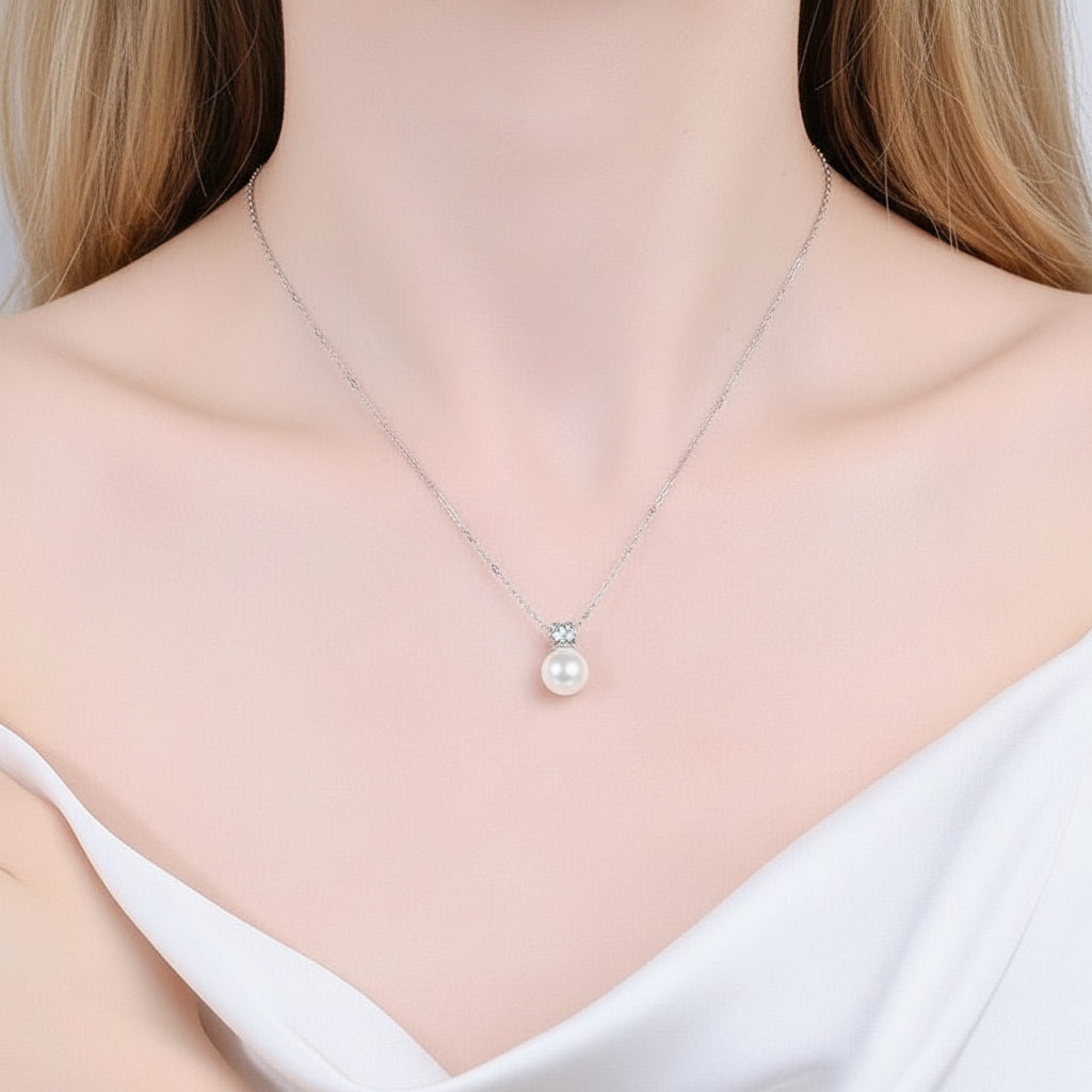 Freshwater Pearl 0.3 Ct Diamond Necklace-Black Diamonds New York