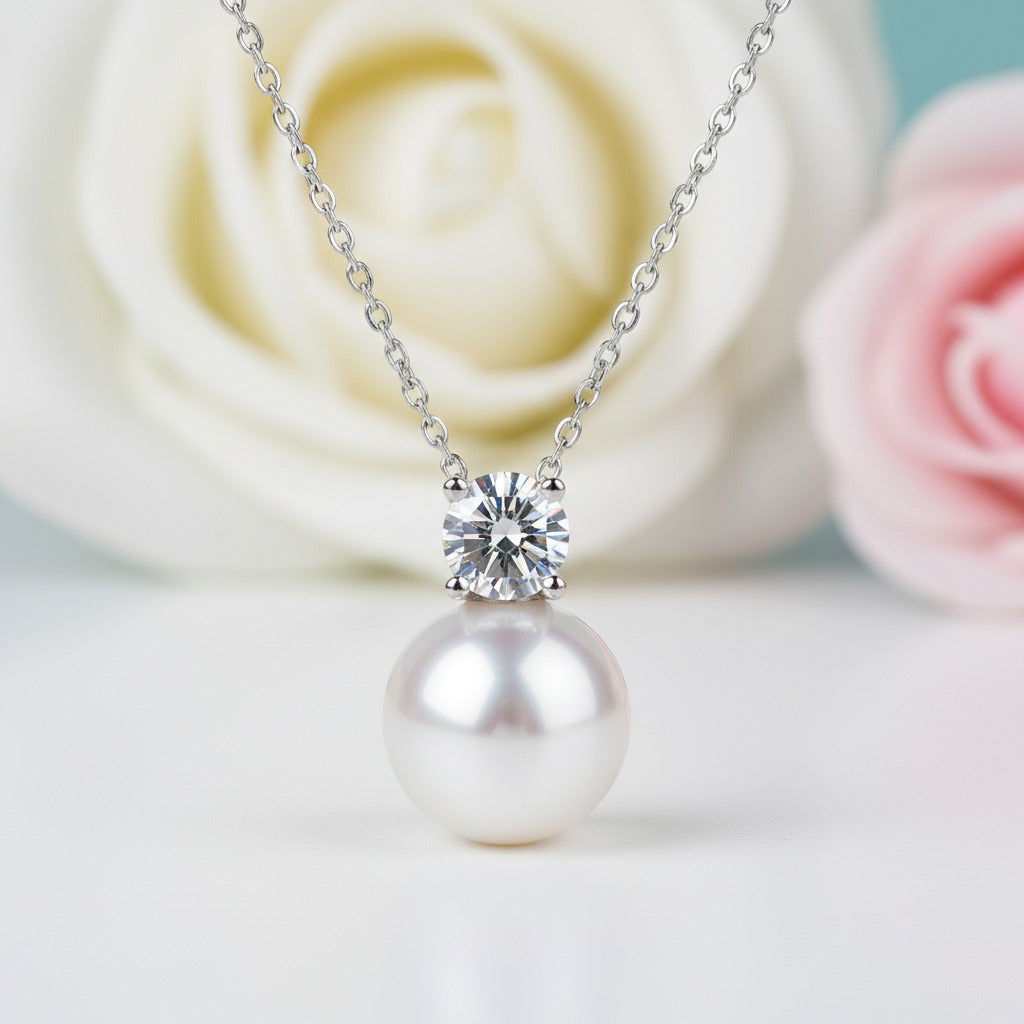 Freshwater Pearl 0.3 Ct Diamond Necklace-Black Diamonds New York